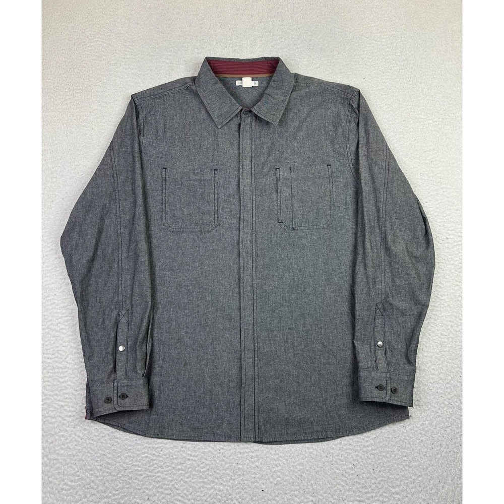 Carbon2cobalt Shirt Mens Large Gray Chambray Long Sleeve Button Up Casual